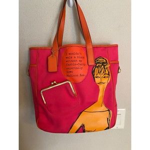 COACH Bonnie Cashin Fuchsia Orange Canvas Tote Cash & Carry 13379
